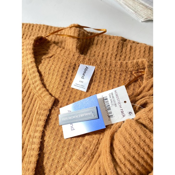 Abound Waffle Knit Long Sleeve Henley in Tan Dale - Picture 6 of 7